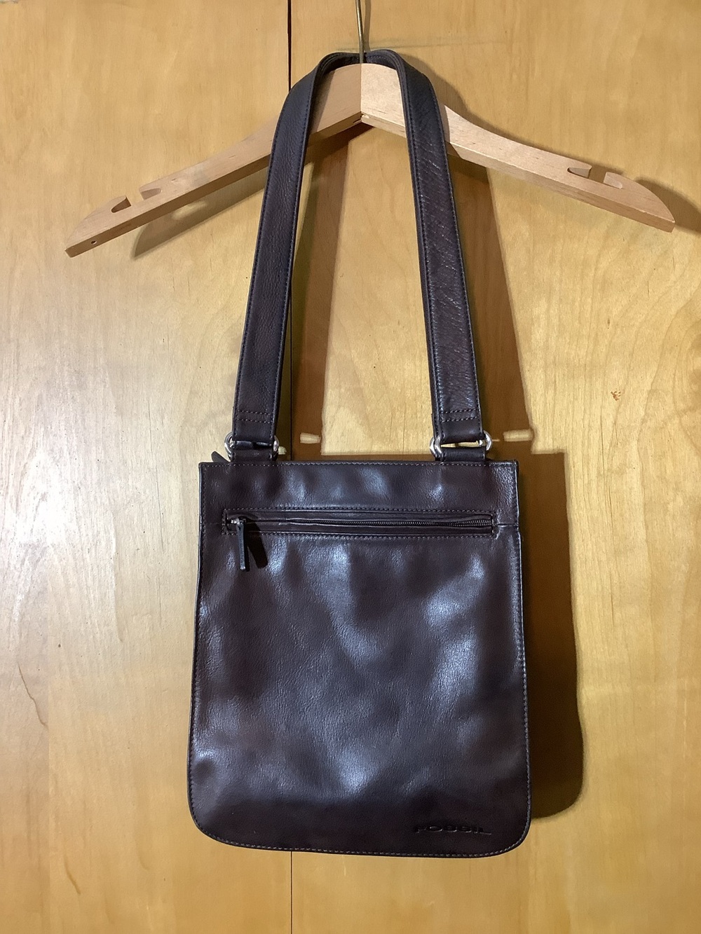 Fossil brown leather shoulder bag